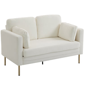 Loveseat Sofa, 55" Small Sofa Couch with 2 Pillows, Metal Legs for Living Room, Bedroom, Apartment