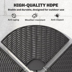 4PCs Cantilever Umbrella Base Weights for Offset Banana Parasol, Wicker Effect HDPE Water or Sand Filled Patio Umbrella Weights with Built-in Handles, Black