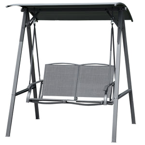2-Seat Outdoor Porch Swing Patio Swing with Adjustable Canopy, Removable Seat and and Steel Frame for Garden, Poolside