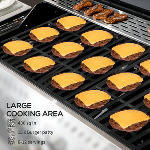 40,000 BTU Propane Gas Grill BBQ Cart with 4 Main Burners, 1 Side Burner, with Warming Rack – view 3