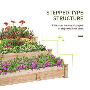 49" x 49" x 22" 3-Tier Raised Garden Bed Wooden Planter Kit Elevated Plant Box Stand for Yard, Patio – view 6