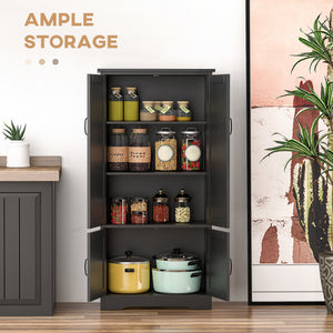 48" 4-Door Storage Cabinet Multi-Storey Large Space Pantry with Adjustable Shelves Black – view 3