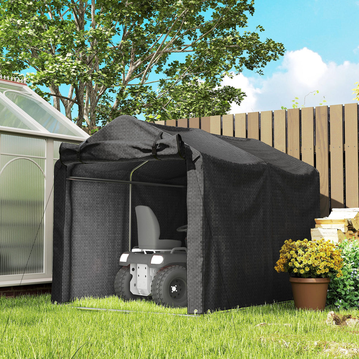 Outdoor Storage Shed, UV Resistant Bike Tent with Roll-up Zipper Door, Portable Shed for Bike, Motorcycle – view 7