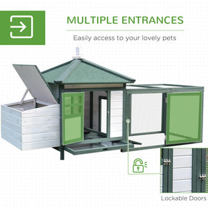77" Chicken Coop Hen House Rabbit Hutch Poultry Cage Pen Outdoor Backyard with Nesting Box Run Natural – view 12