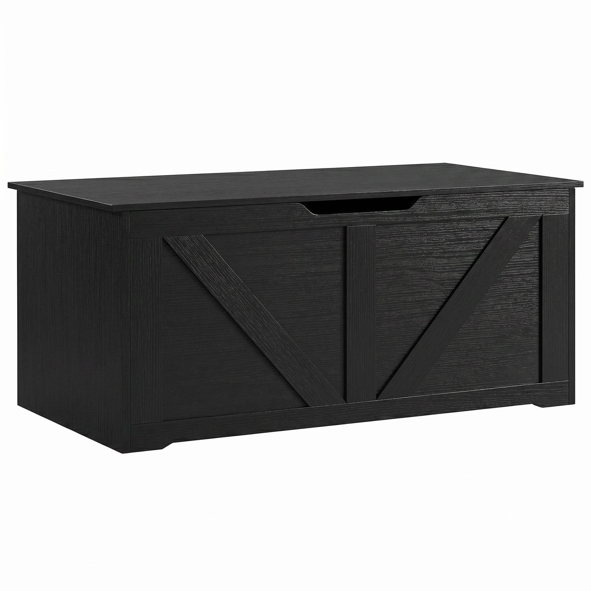 39.4 Inches Storage Chest, Storage Trunk with 2 Safety Hinges for Living Room, White Wood Grain