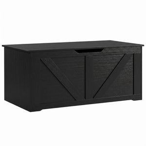 39.4 Inches Storage Chest, Storage Trunk with 2 Safety Hinges for Living Room, White Wood Grain