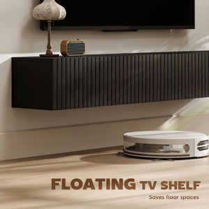 71" Floating TV Stand for TVs up to 72 Inch, Wall Mount Media Console with 2 Fluted Flip-Down Doors – view 17