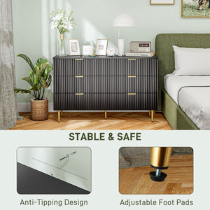 Modern Chest of Drawers 4 Drawer Dresser for Bedroom with Gold Legs and Handles, Black – view 19