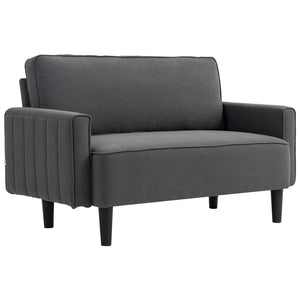 Loveseat Sofa, Linen 2 Seater Sofa Couch with Thick Padded Seat & Backrest for Living Room, Home Office, Dark Grey