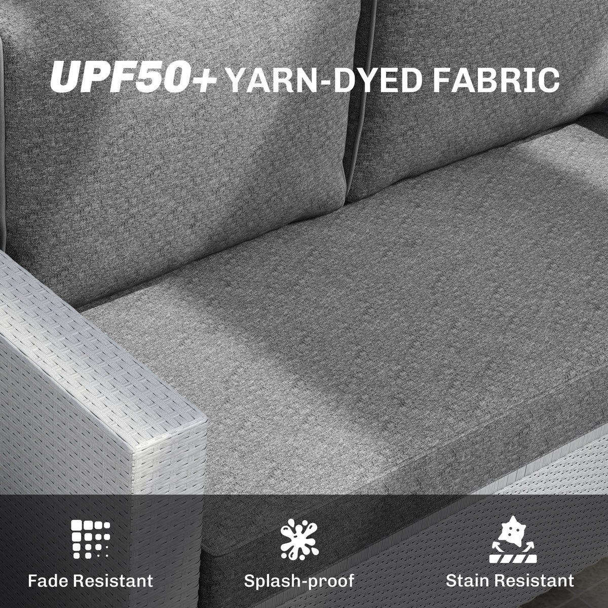 Outdoor Seat Cushions with Backrest, Loveseat Double Sofa Outdoor Furniture Cushions, Beige – view 18