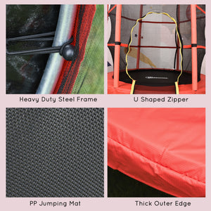 55" Kids Trampoline with Enclosure Net for Indoor/Outdoor, Trampoline for Boys and Girls Age 3-6 Years, Red – view 8