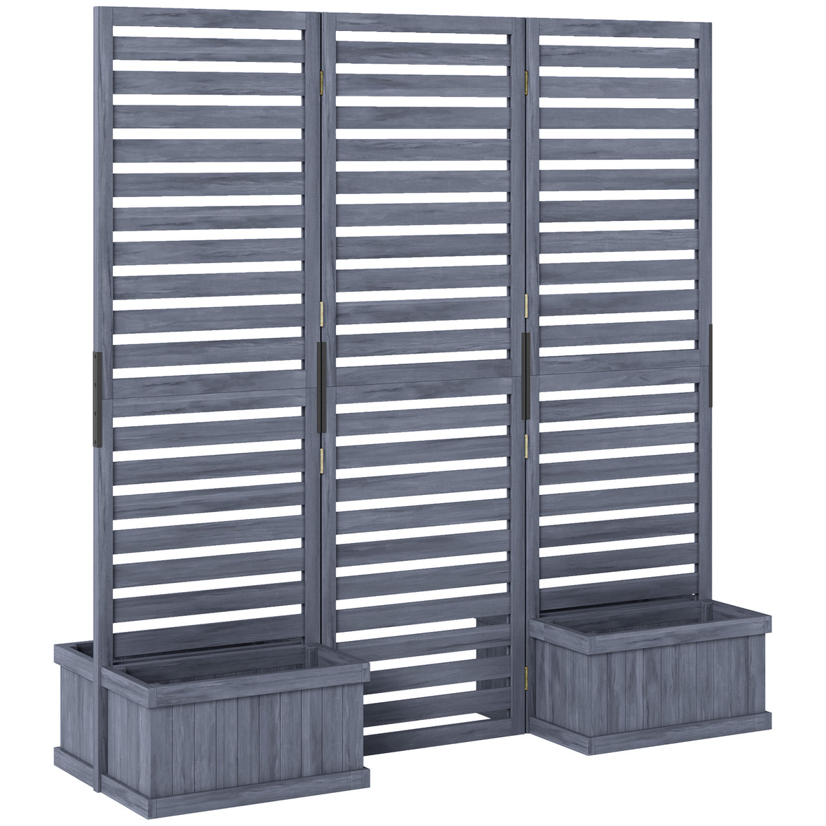 Outdoor Privacy Screen Wood Privacy Panel with 4 Planter Boxes, Raised Bed with 3 Panels, Drainage Holes – view 8