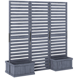 Outdoor Privacy Screen Wood Privacy Panel with 4 Planter Boxes, Raised Bed with 3 Panels, Drainage Holes – view 8