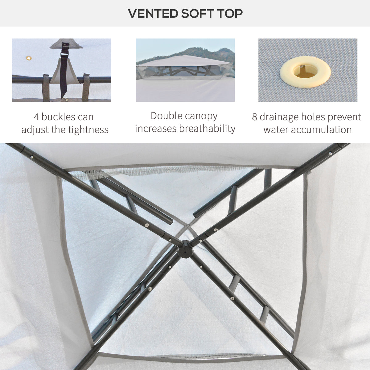 10' x 10' Patio Gazebo Pavilion, 2-Tier Roof Canopy Outdoor Event Party Tent with Steel Frame for Garden – view 19