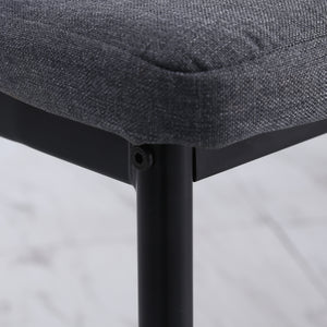 Modern Dining Chairs Set of 4, Upholstered Linen Fabric Kitchen Chairs with Channel Tufting and Metal Legs for Living Room, Dining Room, Bedroom, Grey