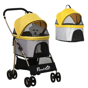 4 Wheels Pet Stroller, 3 in 1 Dog Cat Travel Folding Carrier, for Small Dogs, Detachable, w/ Brake, Canopy – view 8