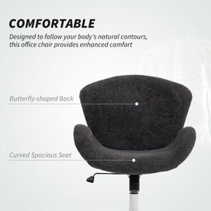 Swivel Office Chair, Velvet Desk Chair with Wide Bucket Seat, Butterfly Back, Tilt Function and Round Base – view 3