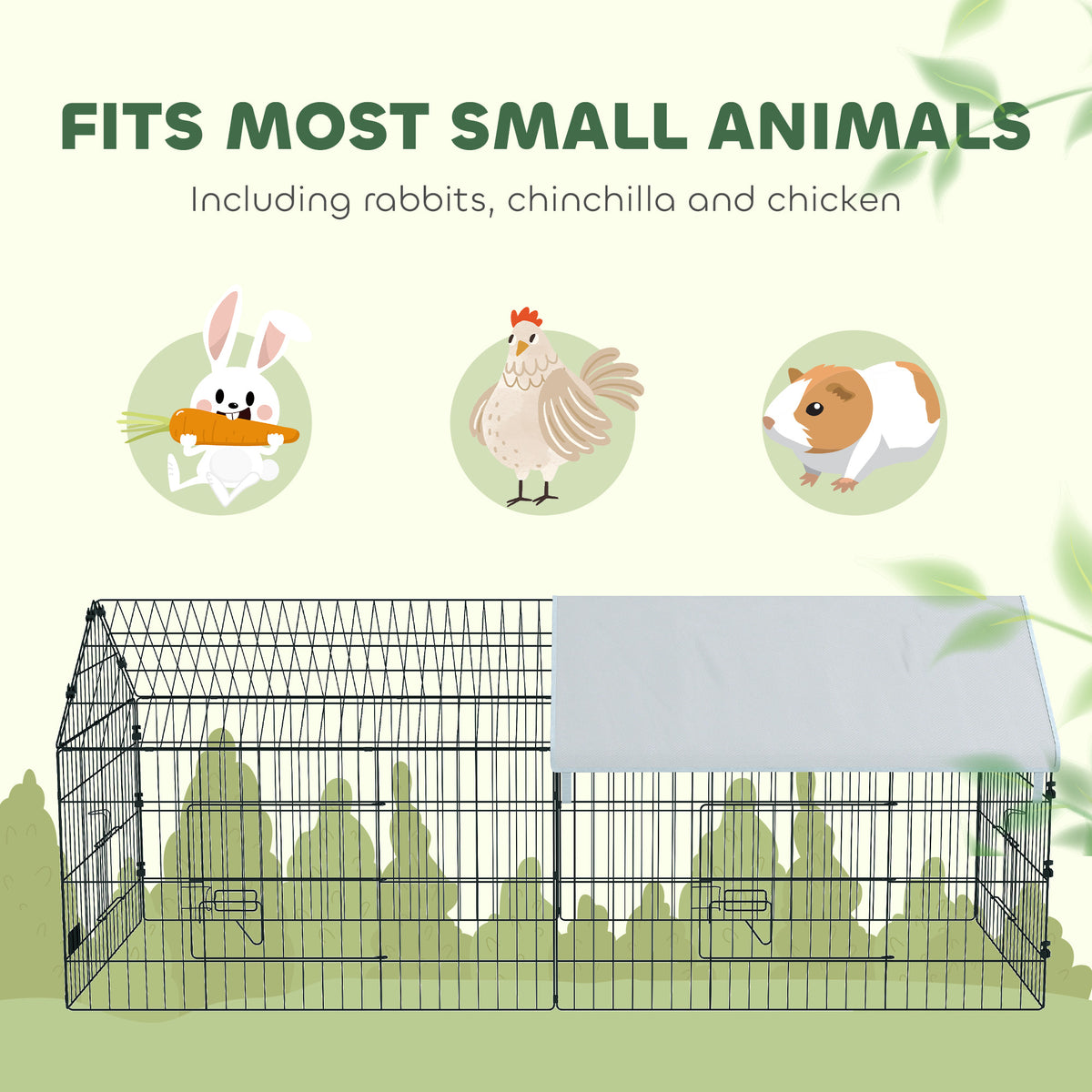 73" Small Animal Cage with Roof, Indoor/Outdoor Use,  for Chicken, Rabbits, Chinchillas