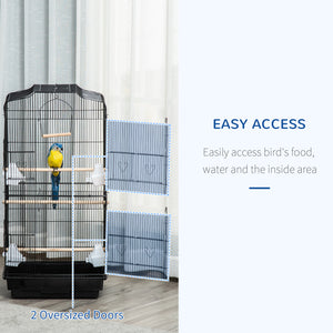 36" Bird Cage, Macaw Play House, Cockatoo, Parrot, Finch Flight Cage, 2 Doors Perch, 4 Feeder Pet Supplies, Black