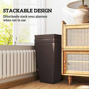 Set of 3 Tall Plant Stand, Outdoor & Indoor Flower Pot Set for Front Door, Entryway, Patio and Deck, Black – view 13