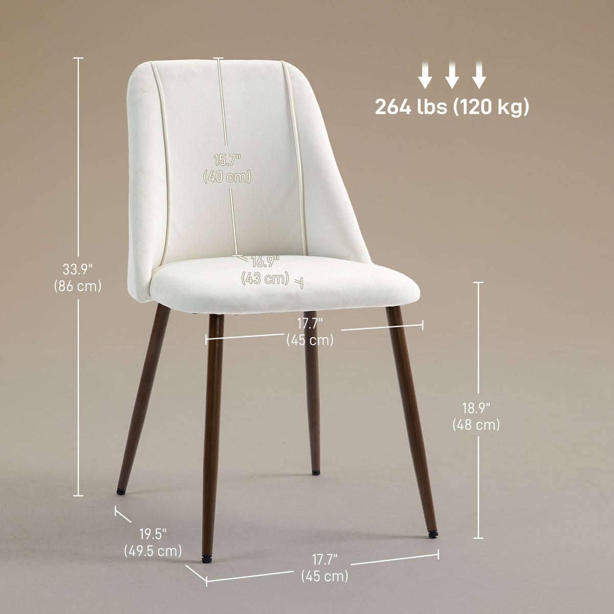 Upholstered Dining Chairs Set of 4, Velvet Accent Chair with Back and Wood-grain Steel Leg for Kitchen – view 32