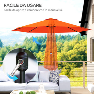 10' x 8' Round Market Umbrella, Patio Umbrella with Crank Handle and Tilt, Outdoor Parasol for Garden, Blue – view 45