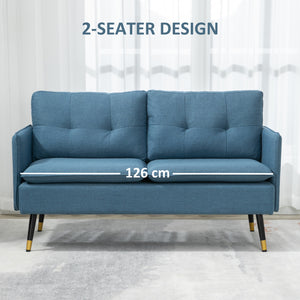 55" Loveseat Sofa, Linen Love Seat w/ S spring, Steel Legs and Button Tufting, Small Couch for Living Room – view 19