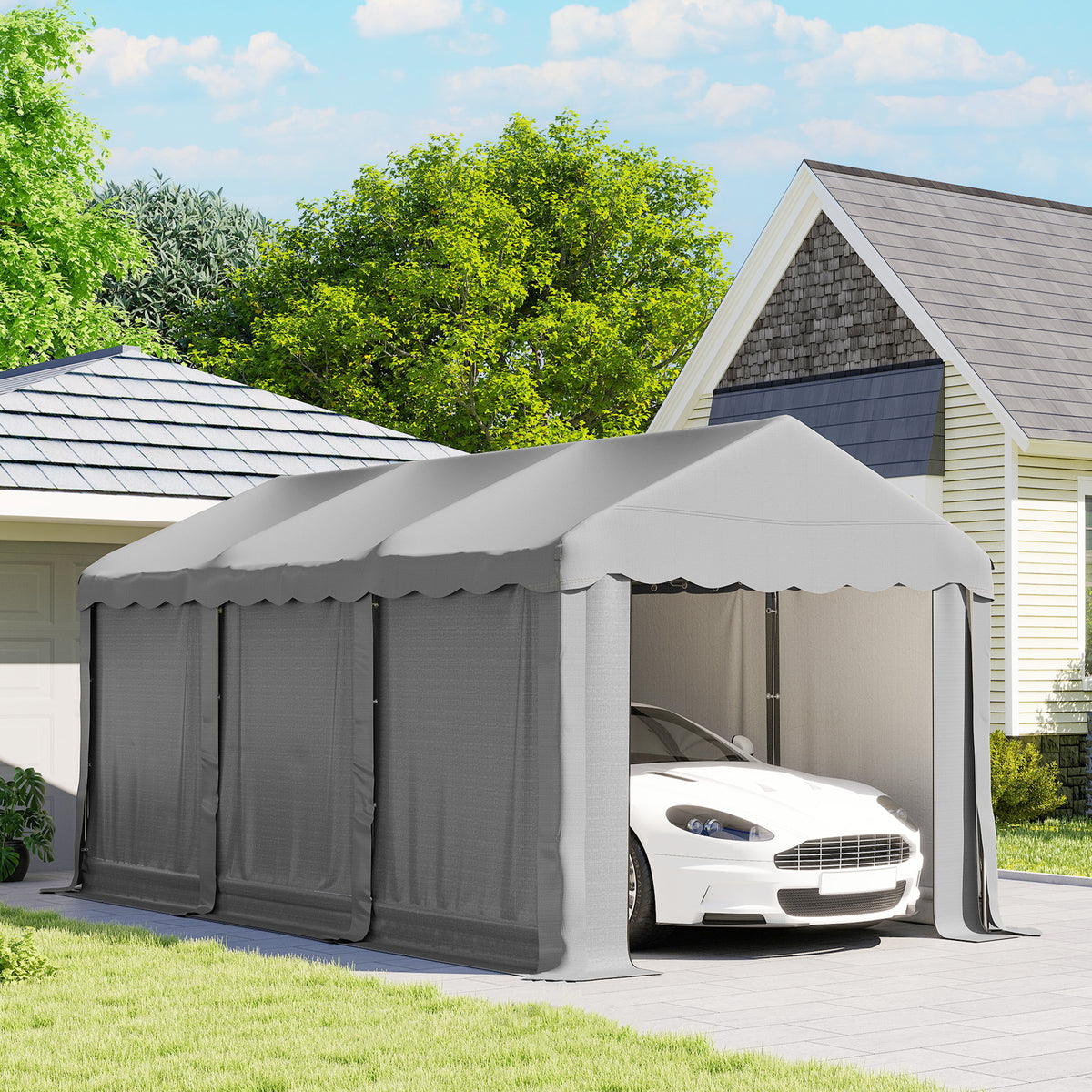 20' x 10' Portable Shed, Outdoor Storage Shed Tent with Roll-up Zipper Door and Removable Sidewalls – view 7