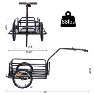 Aosom Folding Bicycle Cargo Trailer Utility Bike Cart Carrier for Garden Patio with Hitch Black