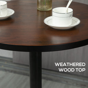 Round Bar Table 41 Inch Height, Industrial High Bistro Table with Metal Base and Elm Wood Top, Bar Height Table for Kitchen, Pub, Breakfast Area
