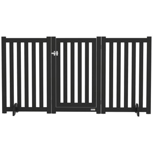 31.5"H Foldable Dog Gate with Door, 3 Panels Freestanding Pet Gate Barriers Indoor with Support Feet – view 2