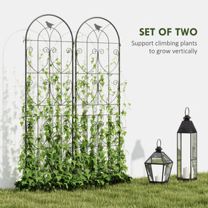 Set of 2 Metal Garden Trellis, Decorative Trellis Panels, Bird Design, 120 x 50 cm, Black – view 17