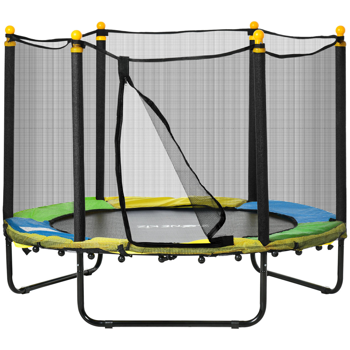Qaba 4.6FT Trampoline for Kids with Enclosure Net for Ages 3-6, Indoor Outdoor Use