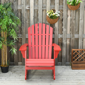 Wooden Adirondack Rocking Muskoka Chair with Slatted Wooden Design, Fanned Back and Classic Rustic Style – view 14