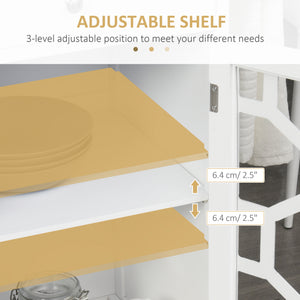 Kitchen Cart on Wheels, Rolling Kitchen Island with Drawer, Glass Door, Towel Rack and Adjustable Shelf, White