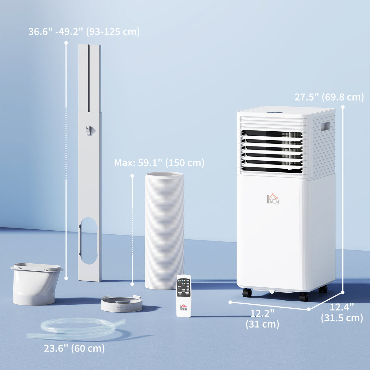 10000 BTU Portable Air Conditioner with Fan & Dehumidifier Mode, Quiet AC Unit with Remote Control, 24-Hour Timer, White