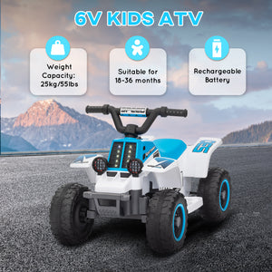 Qaba 6V Kids ATV Quad, 4 Wheeler Battery Powered Electric Ride on Car w/ Lights, Forward Backward