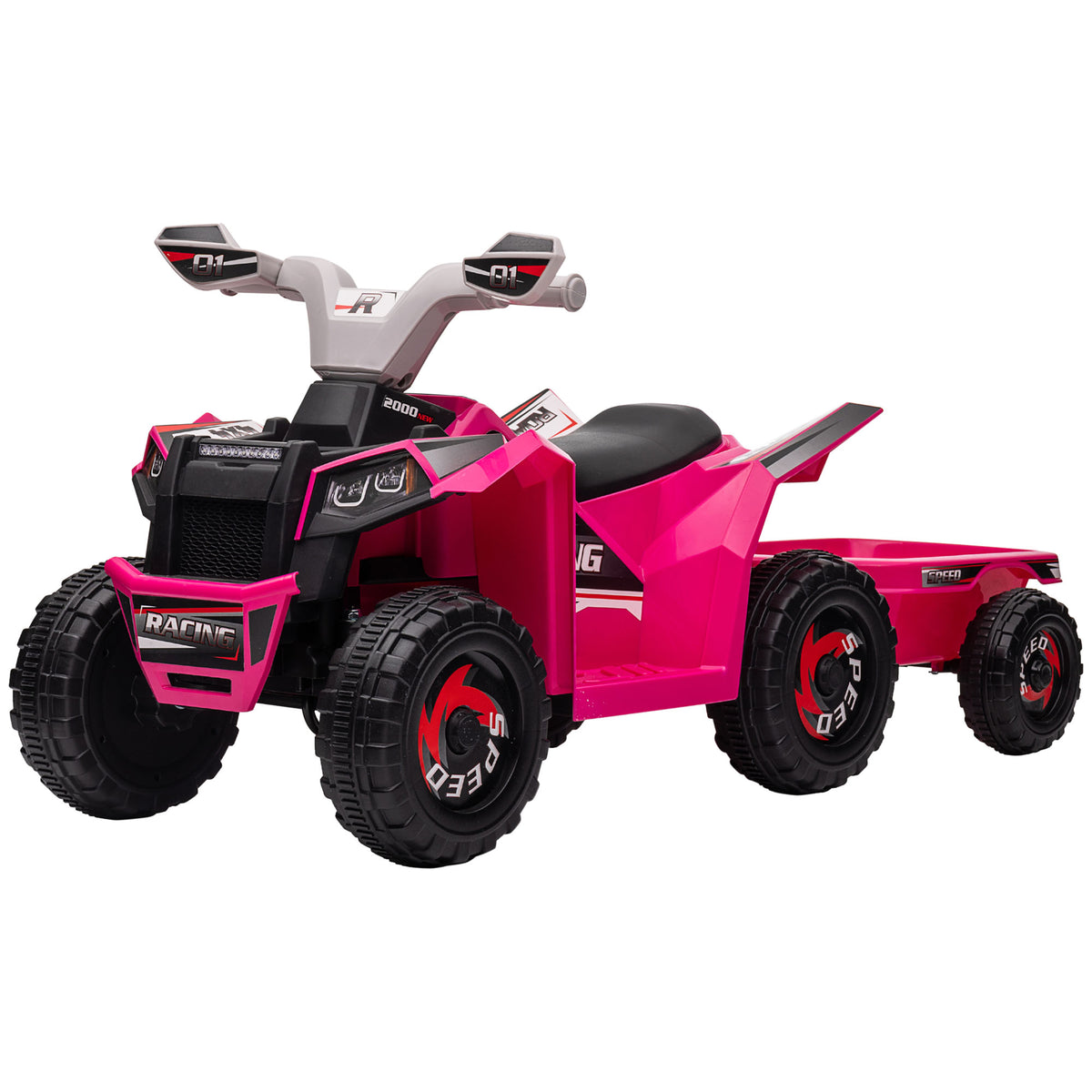 6V Electric Toy Car with Back Trailer, Forward Backward, Wear-Resistant Wheels for Ages 18-36 Months, Red – view 3