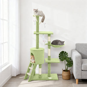 53" Cat Tree Tower, Kitten Activity Centre with Scratching Posts, Condo, Perches, Ladder, Hammock – view 28