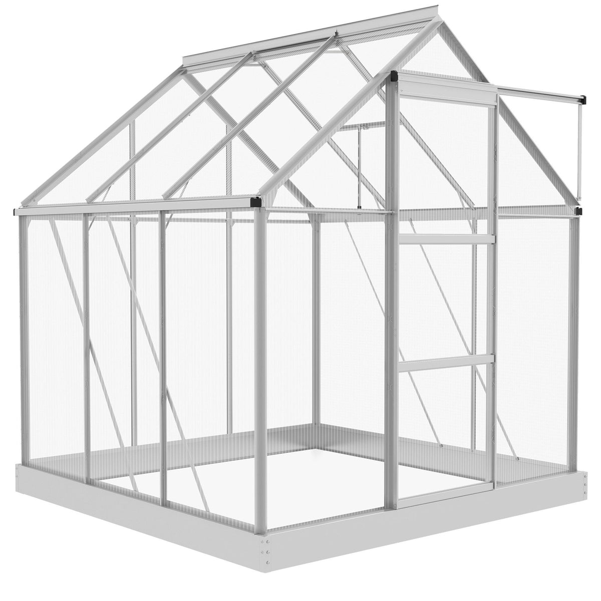 6' x 4' Walk-In Greenhouse, Polycarbonate Greenhouse with Sliding Door, Window, Aluminium Frame – view 8