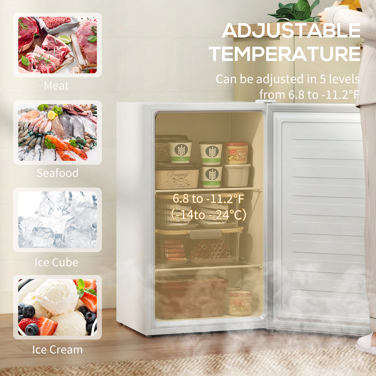 1.1 Cu. Ft. Mini Freezer, Compact Upright Freezer with Reversible Door, Removable Shelf – view 52