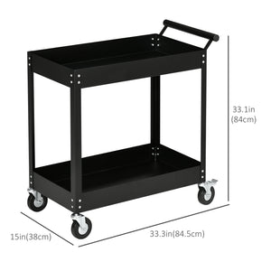 Rolling Tool Cart, 2 Tier Mobile Service Utility Cart with Wheels, Black – view 2