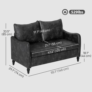 55" Loveseat Sofa, Small 2 Seater Couch with Solid Wood Legs – view 9