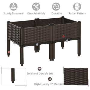 2-piece Raised Garden Bed PP Raised Flower Bed Plant Stand Stackable Vegetable Herb Grow Box