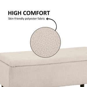 Modern Storage Bench, Ottoman with Storage and Lamb's Wool Upholstery for Living Room, Bedroom, Black – view 12