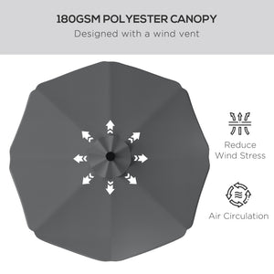 Solar Patio Umbrella with LED and Tilt, Outdoor Market Table Umbrella Parasol with Crank, 10 x 10 ft, Dark Grey
