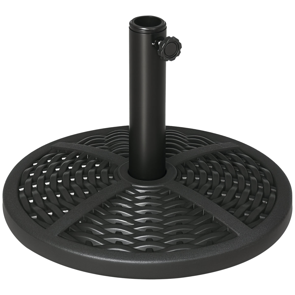 21 lbs Cement Round Market Umbrella Base Holder, 18" Heavy Duty Parasol Stand with Rattan Design for Patio, Black