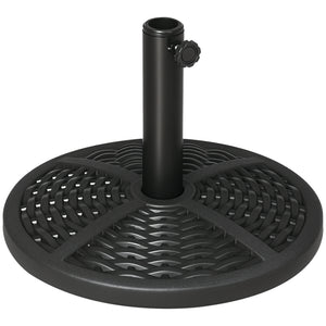 21 lbs Cement Round Market Umbrella Base Holder, 18" Heavy Duty Parasol Stand with Rattan Design for Patio, Black