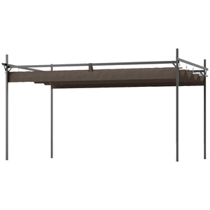 10' x 10' Outdoor Gazebo, UPF30+ Retractable Pergola Canopy, Free Standing Metal Pergola Kit, Brown