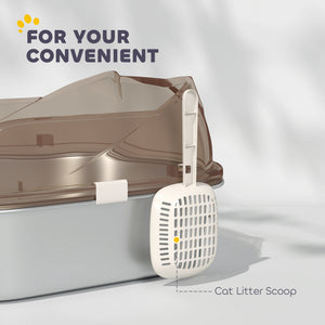 Stainless Steel Cat Litter Box with High Sided Enclosure, Step, Scoop, Non-Sticky & Anti-Urine Leakage, Easy Cleaning